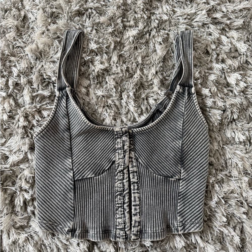 Mustard Seed Black and White Striped Crop Top